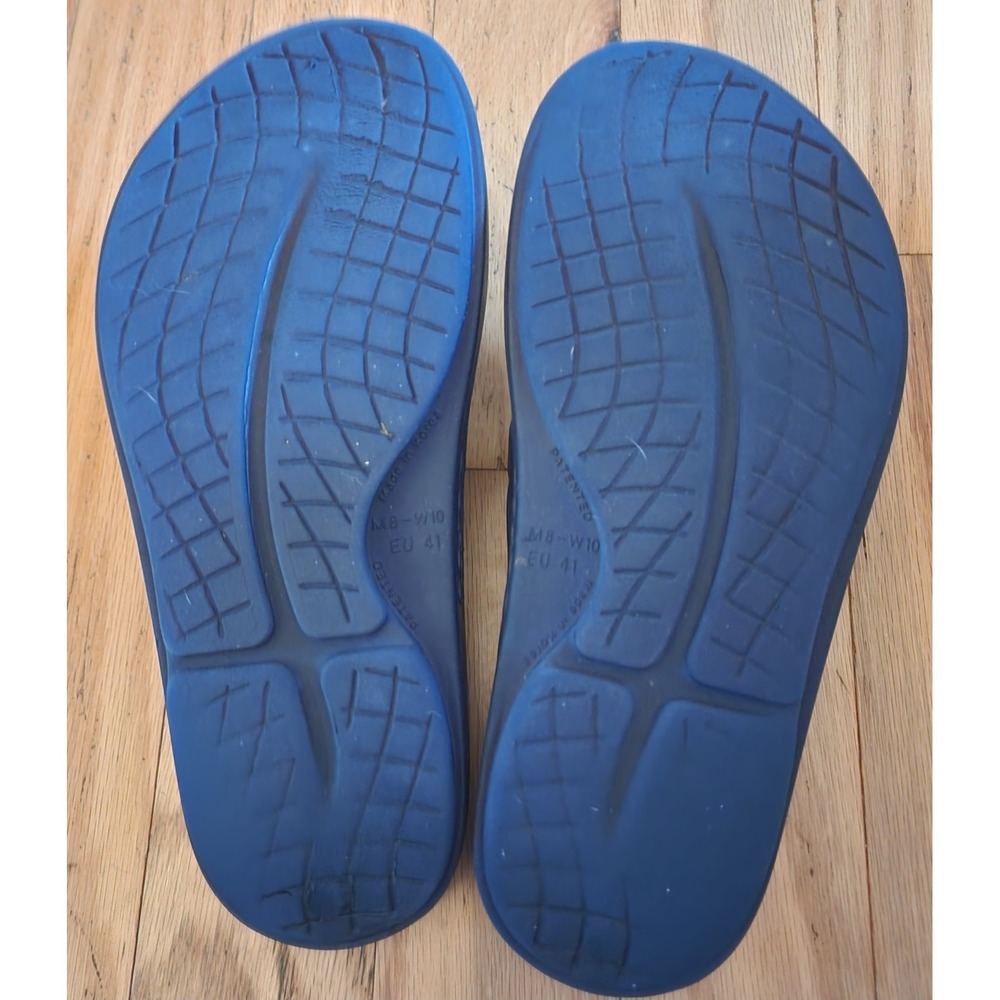 OOFOS Women's Blue Oofoam Thong Sandals Flip Flops Comfort Recovery Wms 10 Men 8 - Picture 9 of 12